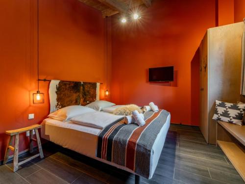 Ένα ή περισσότερα κρεβάτια σε δωμάτιο στο Chalet Schneelöwe L