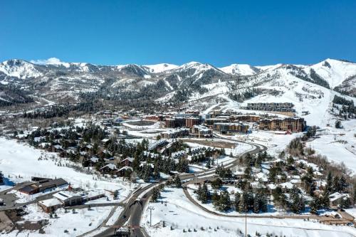 an aerial view of a ski resort in the snow at Flying Moose at Helling Circle 101 condo in Heber City