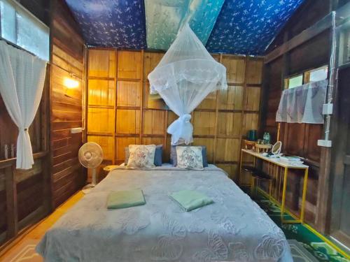 Postel nebo postele na pokoji v ubytování สะปันซีวิว ที่พักบ้านสะปัน บ่อเกลือ น่าน