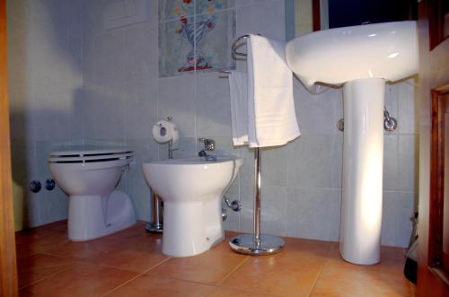 a bathroom with a toilet and a sink at Agriturismo il Pino - Bioagricoltura in Monticello