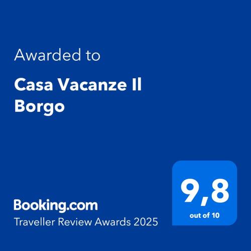 a screenshot of a cell phone with the text awarded to casa vasquez ii at Casa Vacanze Il Borgo in Gubbio