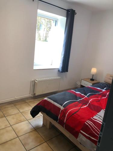 a bedroom with a bed and a window at Schaaf in Roth