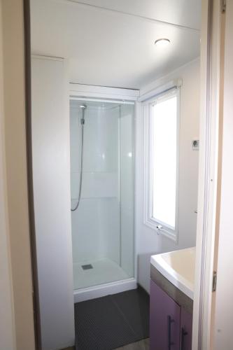 une salle de bain avec douche et lavabo dans l'établissement Cozy Cocon, à Argelès-sur-Mer