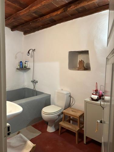 a bathroom with a toilet and a sink and a tub at ΞΕΝΩΝΑΣ ΜΑΡΗ in Chrousa