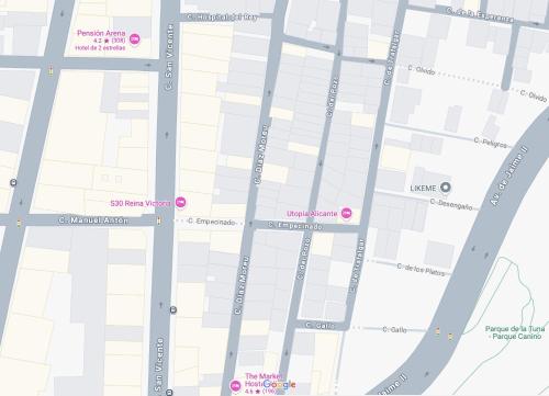 a map of the city of philadelphia with pink dots at Reina Victoria La Plaza in Alicante