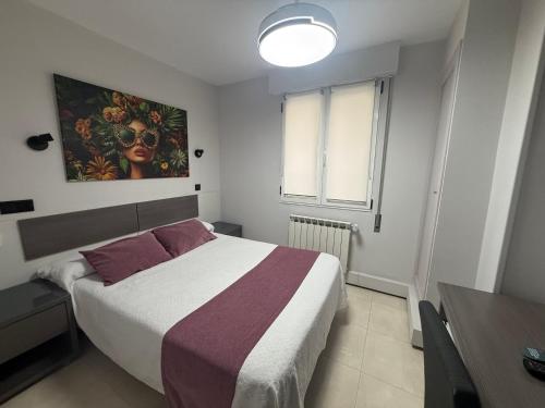a bedroom with a bed and a painting on the wall at Plaza Santander in Santander