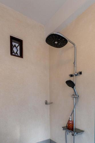 a bathroom with a shower with a shower head at Place of Power in Blahbatu
