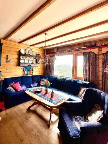 Χώρος καθιστικού στο Cozy apartment with a view and ski inout Hafjell