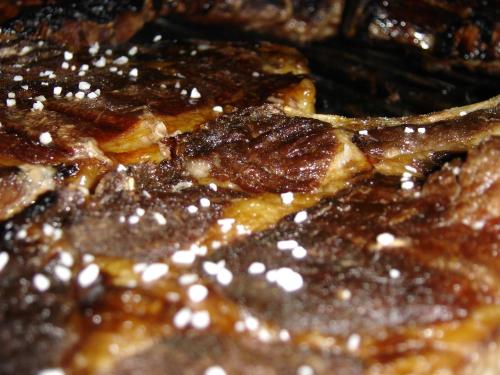 a close up of a piece of food with sauce at Aux 500 Diables Eco Lodge - Hotel in Chambon-sur-Lac