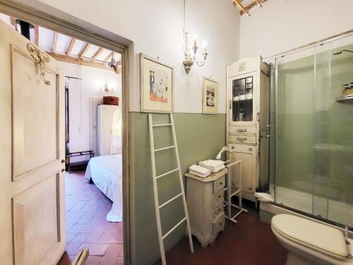 a bathroom with a shower and a toilet and a sink at Le Terrazze Del Chianti b&b Residenza d'Epoca e di Charme in Tavarnelle in Val di Pesa