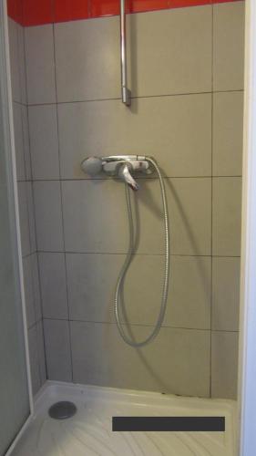 une douche avec pommeau de douche dans une salle de bain dans l'établissement paris centre studio, à Paris