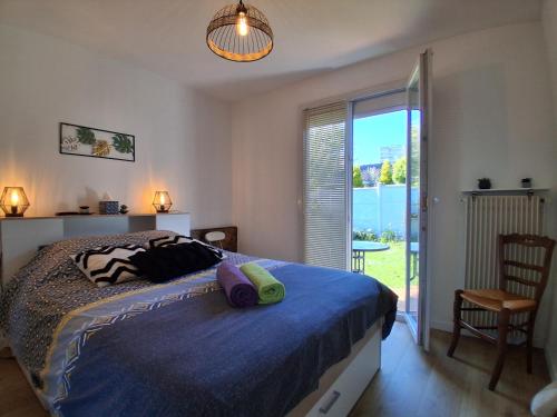 Postel nebo postele na pokoji v ubytování Charmante maison au calme