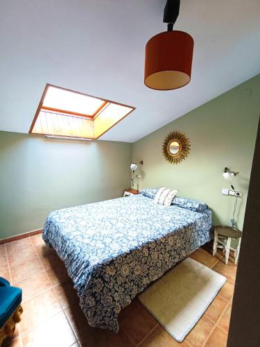 a bedroom with a bed and a skylight at Apartamento con encanto in Jaca