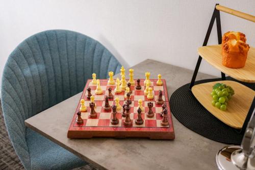 a chess game on a table on a table at Mr Kintaro Higashikomagata in Tokyo