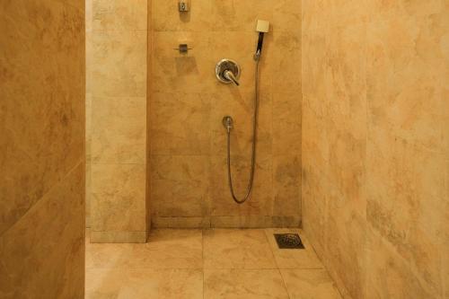 a shower with a shower head in a bathroom at Casa Memora 3BHK Private Pool Villa in Saligao