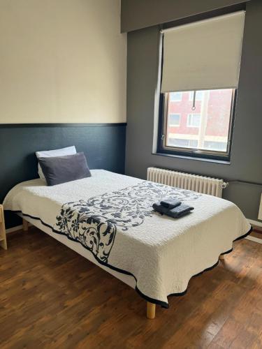 a bed in a room with a window at Grand Salo Hotel in Salo