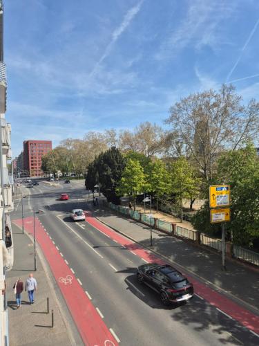 a view of a street with cars on the road at Relax CENTER in Frankfurt/Main