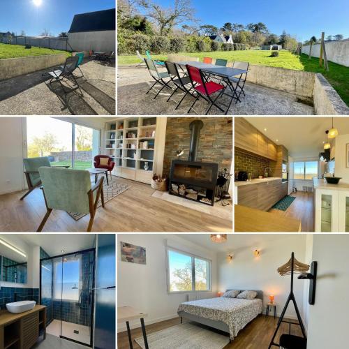 un collage de photos d'une maison dans l'établissement Ty Yan - wifi - nature, à Lanvéoc