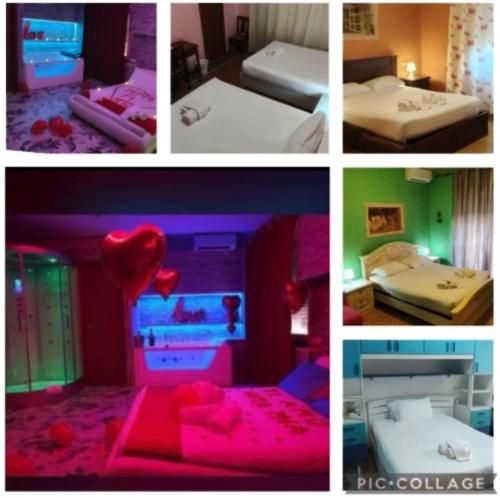 a collage of four pictures of a room with beds at Er Centurione in Rome