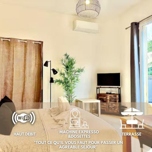 Studio cosy, terrasse, proche Mer et tramway