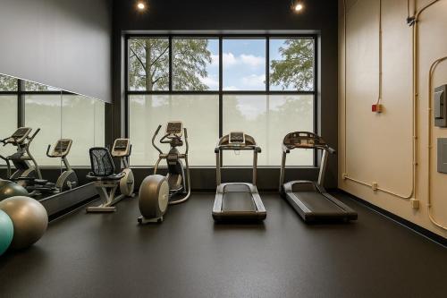 King Suite Playhouse Sq DT, Clinic, RockHall, CSUにあるフィットネスセンターまたはフィットネス設備