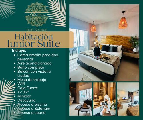 a collage of pictures of a hotel room at Mantra Hotel Boutique in Santa Marta
