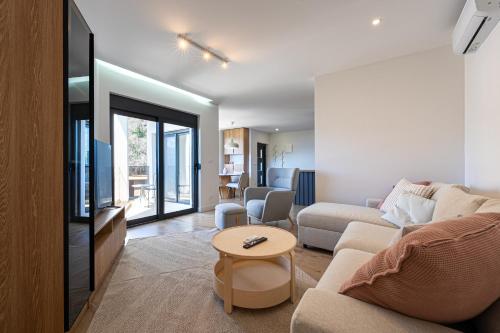 Et opholdsområde på Barber Apartment