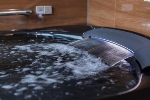 a brush is spraying water into a pool of water at to dream in Ito