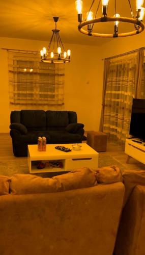 a living room with a couch and a coffee table at Overland villa 1 in Ilijaš