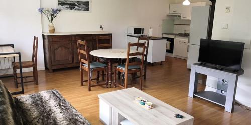 un salon avec une table et une cuisine dans l'établissement Appartement T2 Vannes, à Vannes