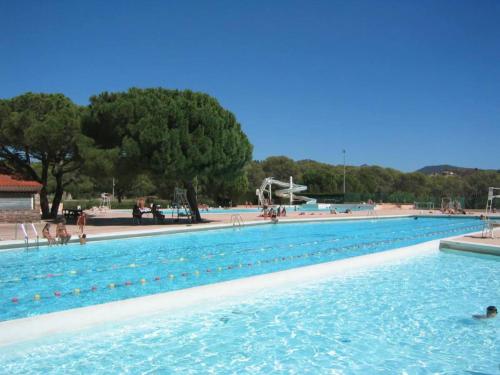 une grande piscine avec des gens dans l'eau dans l'établissement Erbarie43, à Fréjus