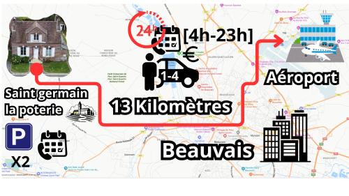 Photo de la galerie de l'établissement Chambre calme et accueillante 13 kmtrs aéroport, parking gratuit, navette gare ou aéroport, à Saint-Germain-la-Poterie