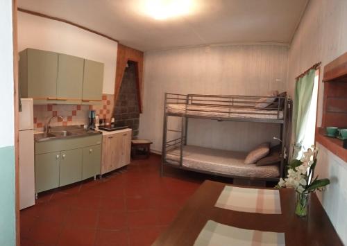 a kitchen with two bunk beds in a room at Tana Morenica in Bollengo