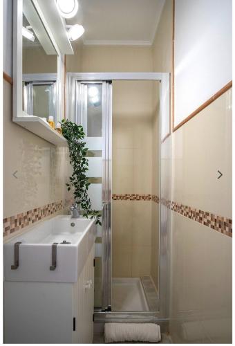 a bathroom with a shower and a sink at Casco histórico de Estepona in Estepona
