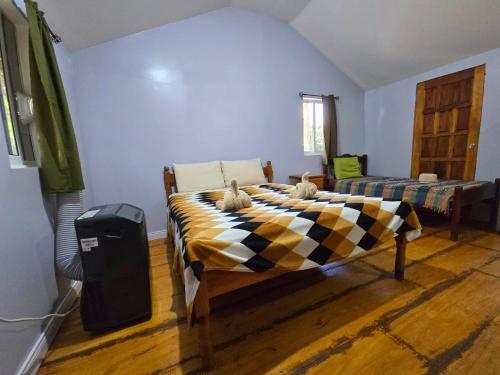 a bedroom with two beds in a room at Cotton Tree Cabin at Freshwater Creek Cabanas in Hopkins