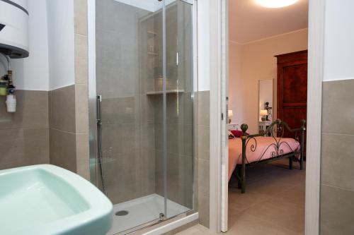 a bathroom with a shower and a sink at Antica Piazzetta in Canneto