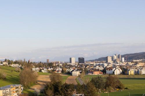 a cityscape of a city with buildings in the distance at STAYY On Top Penthouse-Apartment near Airport in Opfikon