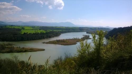 a view of a river from a hill with trees at Caracciolo B&B in Fiano Romano