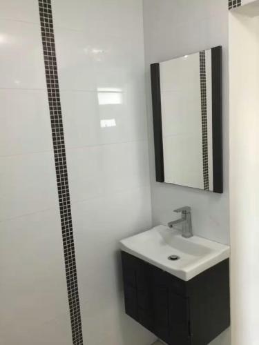 a bathroom with a sink and a mirror at Departamento "A" Fracc Cd Del Valle in Tepic