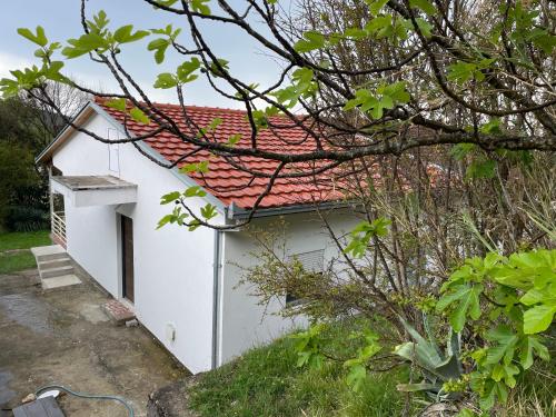 a white house with a red roof at Summer house Kruce in Kruče