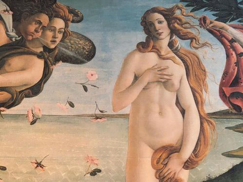 a painting of a man and a woman on the beach at Carrara: Armonía, Lujo y Confort en Val’Quirico in Santeagueda