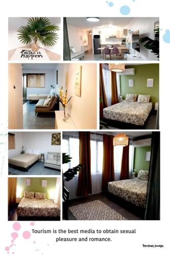 a collage of four pictures of a room at F2 Cookoon Toata Papeete in Papeete