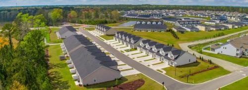 an aerial view of a row of houses at Coastal Charm 3-bedroom townhome in Myrtle Beach