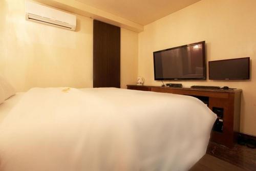a hotel room with a bed and a flat screen tv at Yeoksam Molta 1 in Seoul