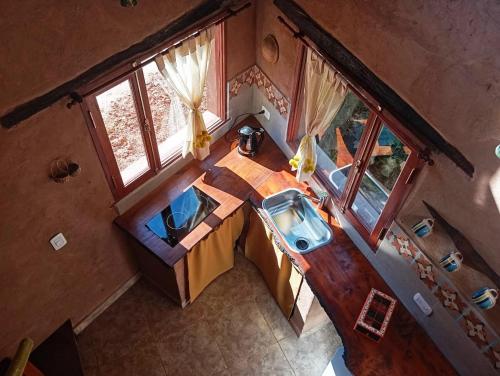 an overhead view of a room in a tiny house at Los Amarantos in Tilcara