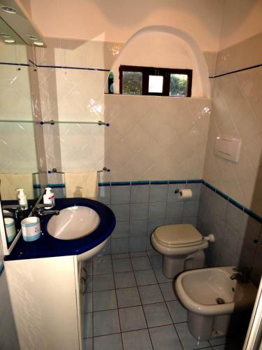 a bathroom with a sink and a toilet at Villa Vista in Stintino
