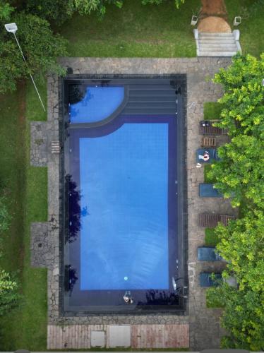 an overhead view of a swimming pool in a yard at Foresta Resort Sigiriya in Sigiriya