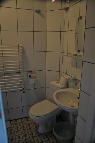 a bathroom with a toilet and a sink at Pokoje Gościnne ZUZANNA in Szczyrk
