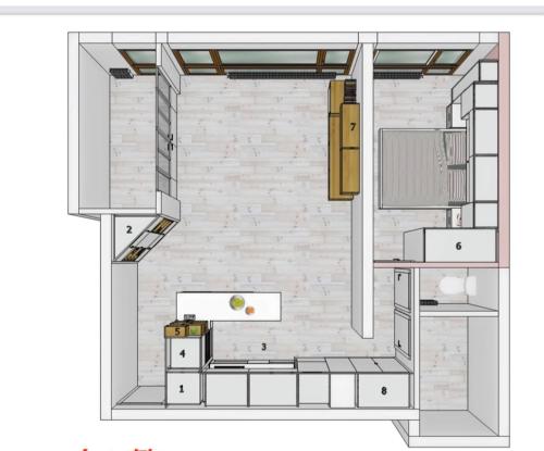un dessin d'une pièce avec un mur en briques dans l'établissement 4-bed apartment PARIS 12, à Paris
