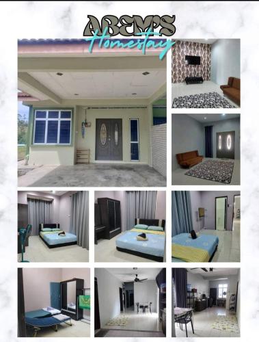 a collage of photos of a bedroom and a living room at Abem's Homestay in Titi